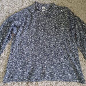 Karaca Mens Unisex XL Sweater Blue White Marled Knit Pullover 100% Cotton Turkey